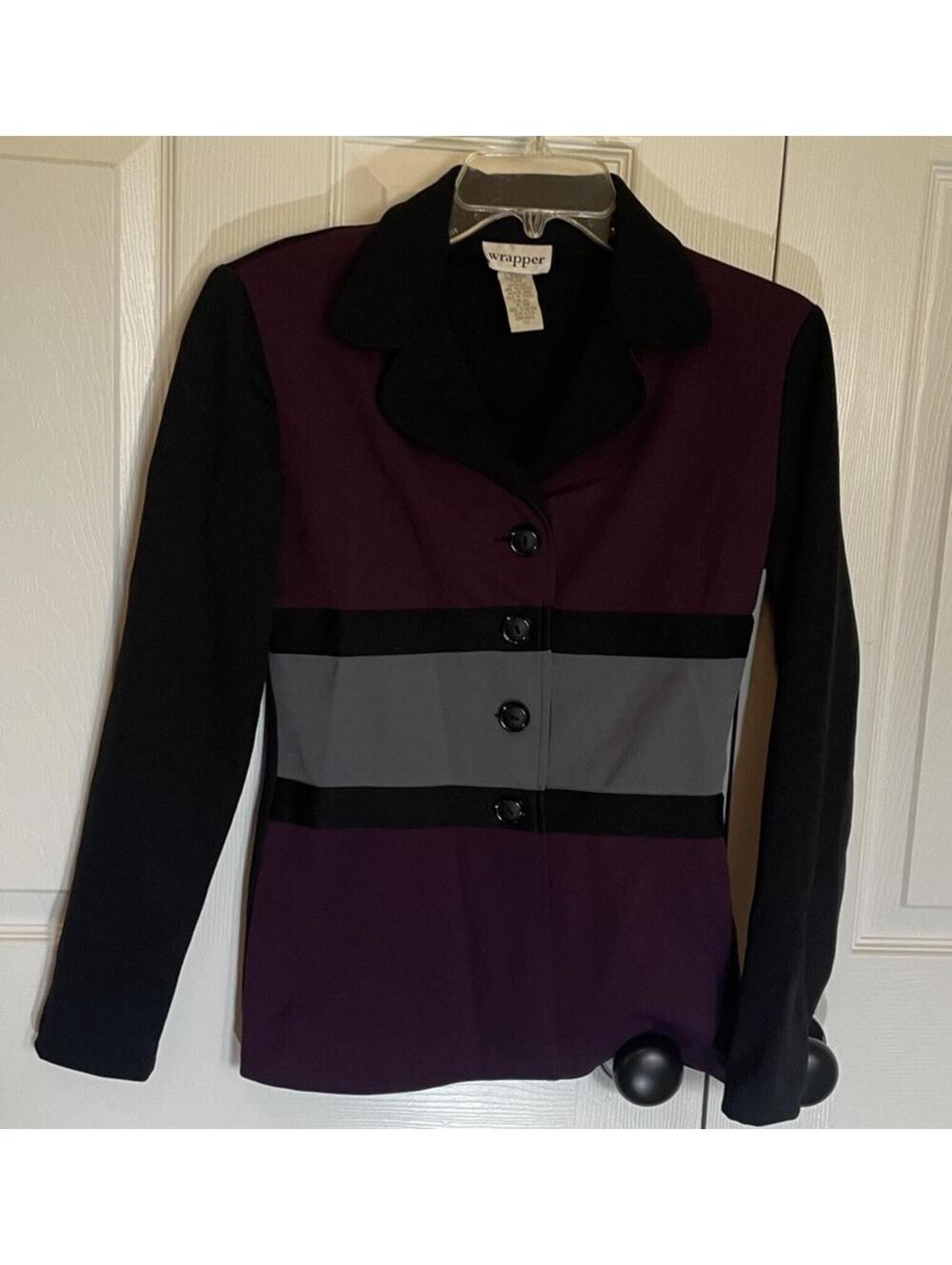 Vintage Blazer 5/6  Juniors Colorblick Purple Grey Black Button